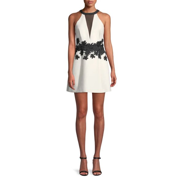 NEW! Halston Heritage Silk Blend Mini Dress with Floral Embroidery, Sz 6 - Picture 8 of 16